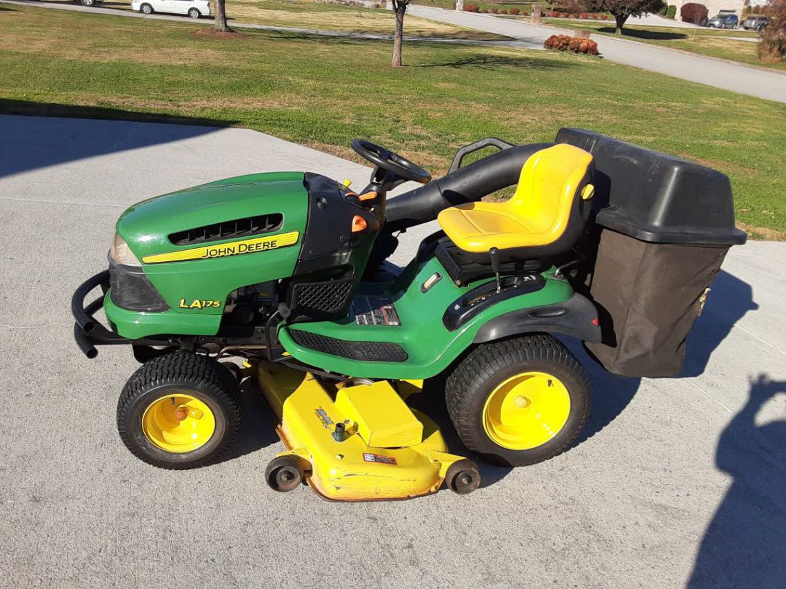 54 Inch John Deere LA 175 Riding Lawn Mower with power bagger - RonMowers